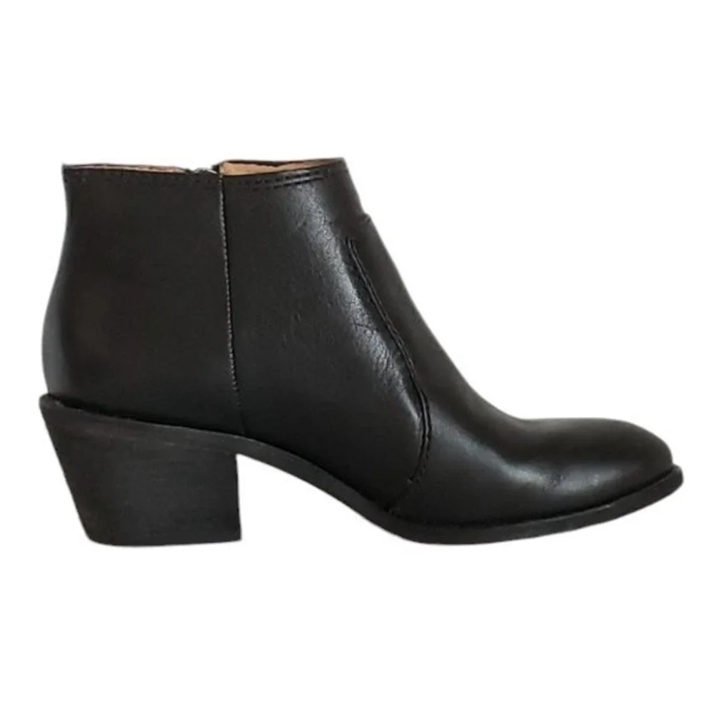 Madewell‎ Black Leather Janice Zip Ankle Boots- Size 6